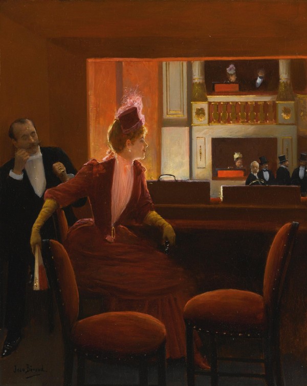 Lady in red at the Opera by Jean Beraud